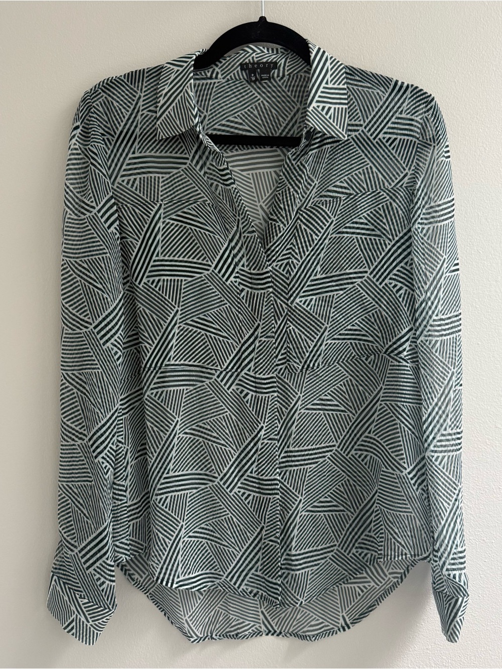 Theory Geometric Print Button-Up Shirt